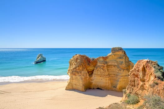 Natural rocks at Praia da Rocha in the Algarve Portugal
