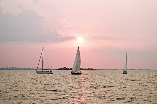 Sailing on the IJsselmeer in the Netherlands