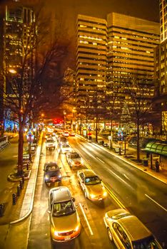 Skyline of uptown Charlotte, North Carolina at night.