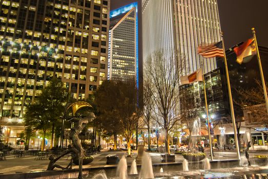 Skyline of uptown Charlotte, North Carolina at night.