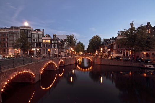 Amsterdam by night in the Netherlands