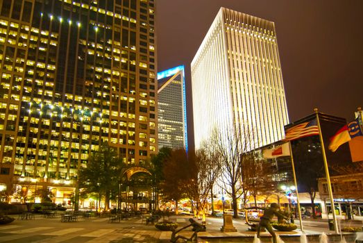 Skyline of uptown Charlotte, North Carolina at night.