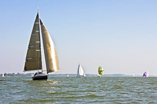 Sailing on the IJsselmeer in the Netherlands