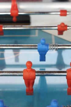 An old football table. Shallow depth of field, soft focus