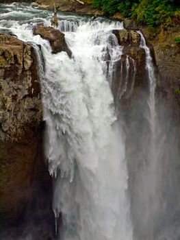 Beautiful Mountain Waterfall in Snoqulamie Washington USA