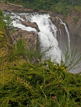 Beautiful Mountain Waterfall in Snoqulamie Washington USA