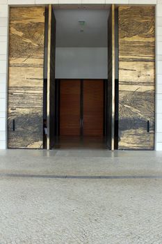 Detail of the main entrance of the Holy Trinity Church at Fatima, Portugal