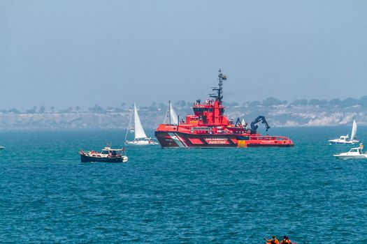 CADIZ, SPAIN - JUL 29: Spanish Maritime rescue ship Maria Zambrano escorting the sailing ships of the Tall ship races 2012 on July 29 , 2012, in Cadiz , Spain