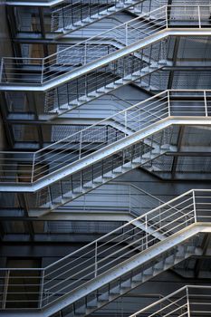 emergency evacuation metalic stairs at the back side of building