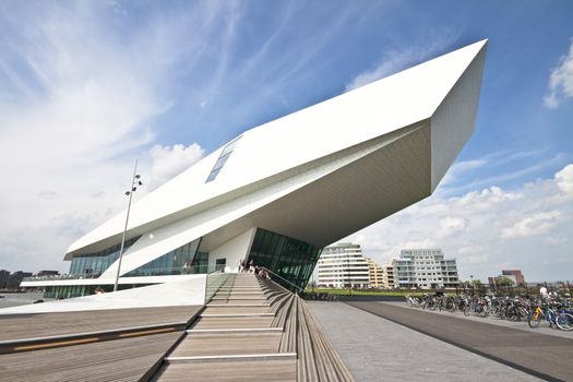 Futuristic modern building in Amsterdam the Netherlands