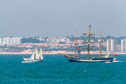 CADIZ, SPAIN - JUL 29: English  Ship, Pelican of London setting sail on the Tall ship races 2012 on July 29 , 2012, in Cadiz , Spain