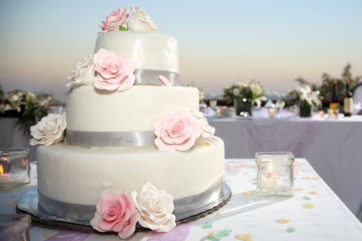 wedding cake beautiful decorated with roses