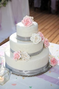 wedding cake beautiful decorated with roses