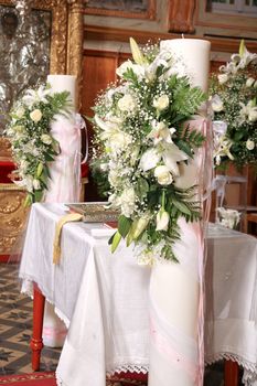 close-up of composition with beautiful flowers