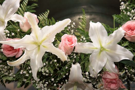 close-up of composition with beautiful flowers