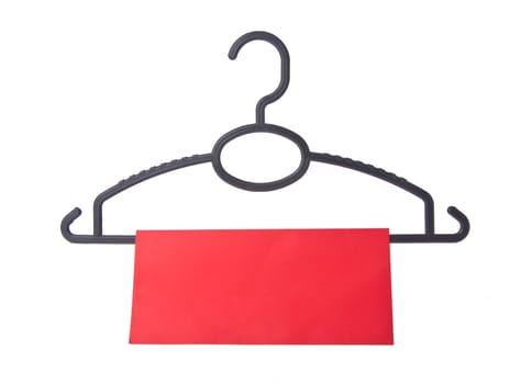 hanger. coat hanger with tag on the background
