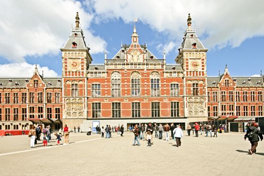 Late medieval building central station in Amsterdam the Netherlands