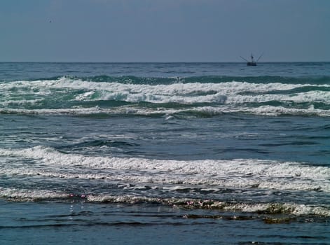 Ocean Waves on the Shore on a Clear, Sunny Day