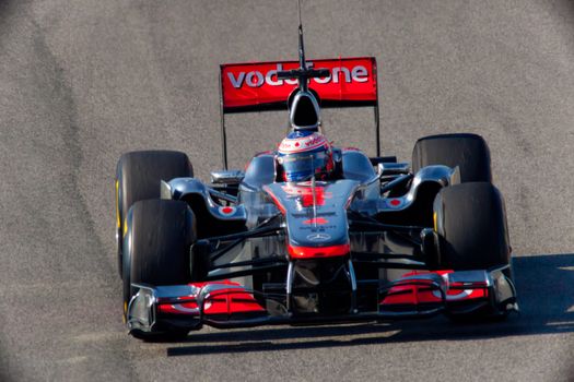 JEREZ DE LA FRONTERA, SPAIN - FEB 11: Jenson Button of McLaren F1  races on training session on February 11 , 2011, in Jerez de la Frontera , Spain