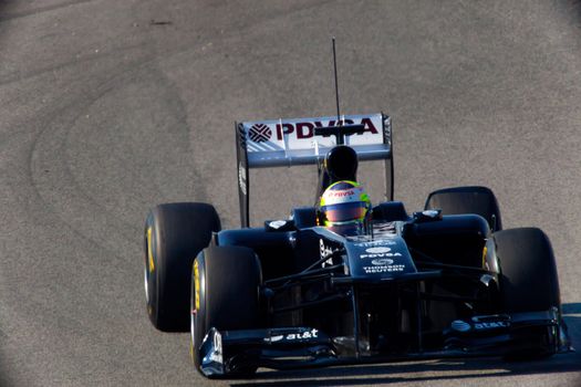 JEREZ DE LA FRONTERA, SPAIN - FEB 11: Pastor Maldonado of Williams F1 races on training session on  February 11 , 2011, in Jerez de la Frontera , Spain