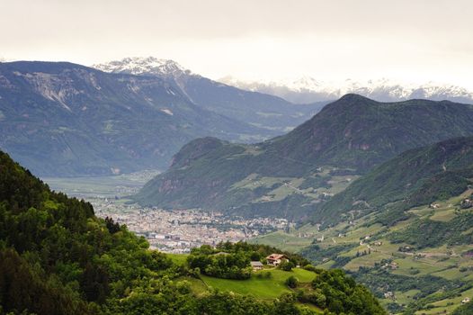 Horizontal view to Bolzano, South Tyrol