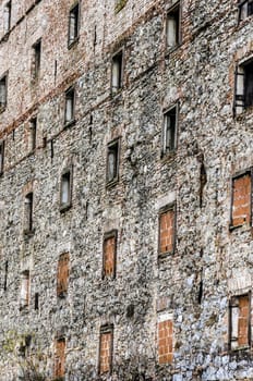 Facade pattern of old sugarplant in Ljubljana, Slovenia.