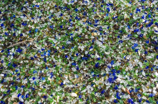Close up view on glass gravel used for paving purposes