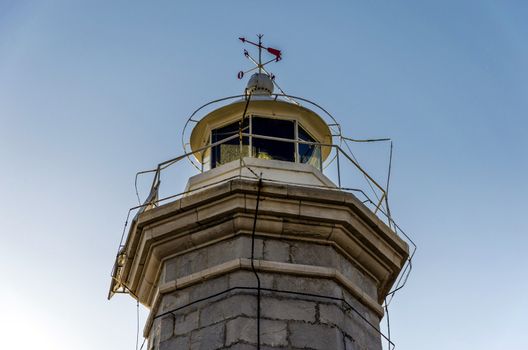 Close-up view on the top of the lighthouse, Kornates, Croatia.