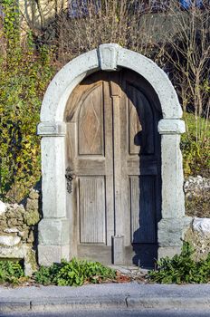 Old house remaining doors as only thing that left standing after demolition, Bled, Slovenia.