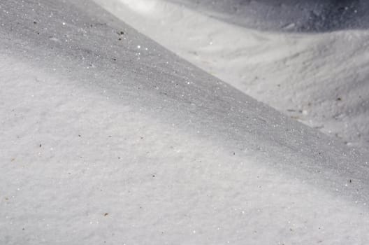 Blown snow waves close up view.
