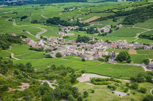 Old village Solutre-Pouilly with vineyards, Burgundy, France