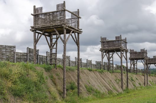 Reconstruction of roman fortifications at Alesia museum, France.