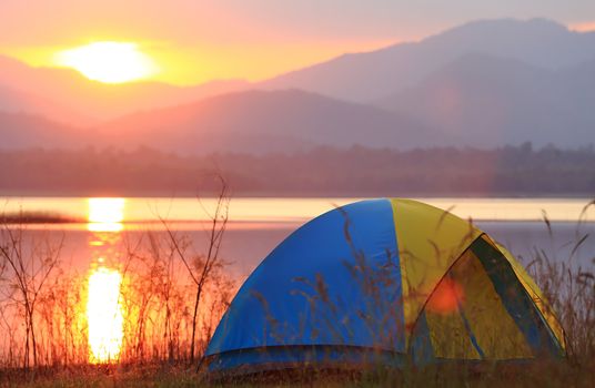 Campground beside the lake,National park,Thailand