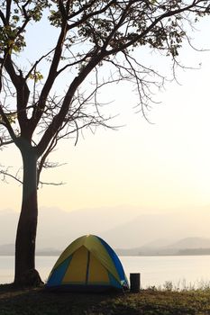 Campground beside the lake,National park,Thailand