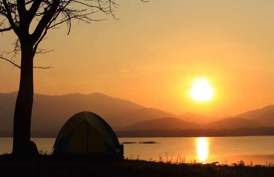 Campground beside the lake,National park,Thailand