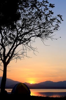 Campground beside the lake,National park,Thailand