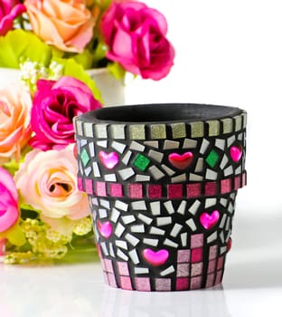 Mosaic flower pot. I made myself mosaic flower pot.