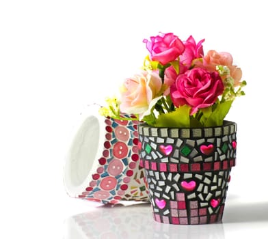 Mosaic flower pot. I made myself mosaic flower pot.