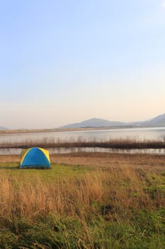 Camping place beside the lake