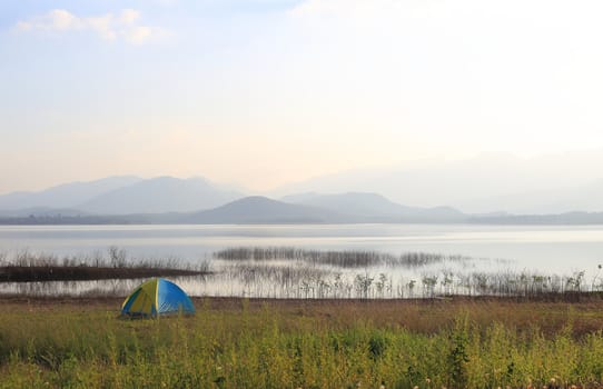 Camping place beside the lake