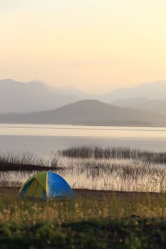 Campground beside the lake,National park,Thailand