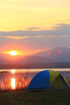 Campground beside the lake,National park,Thailand