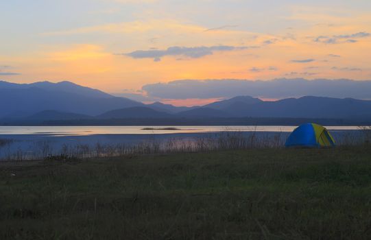 Campground beside the lake,National park,Thailand