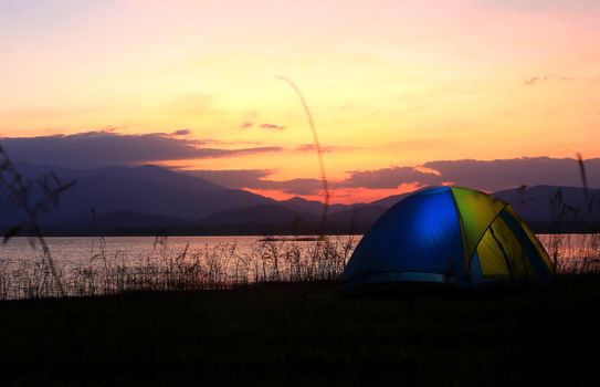 Campground beside the lake,National park,Thailand