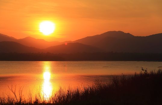 sunset on the lake