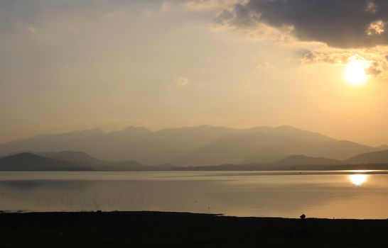 sunset on the lake