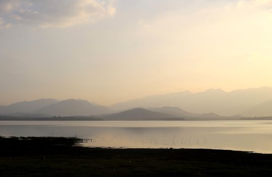 sunset on the lake