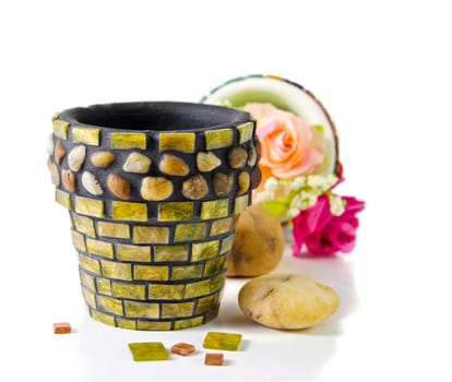 Mosaic flower pot. I made myself mosaic flower pot.