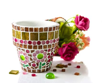 Mosaic flower pot. I made myself mosaic flower pot.