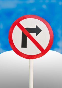 Signs, Do not turn right isolated on sky background